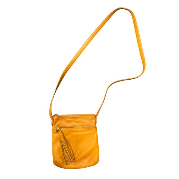 HOBO Handbags - Hobo Mustard Yellow Leather Crossbody Bag with Tassel Detail